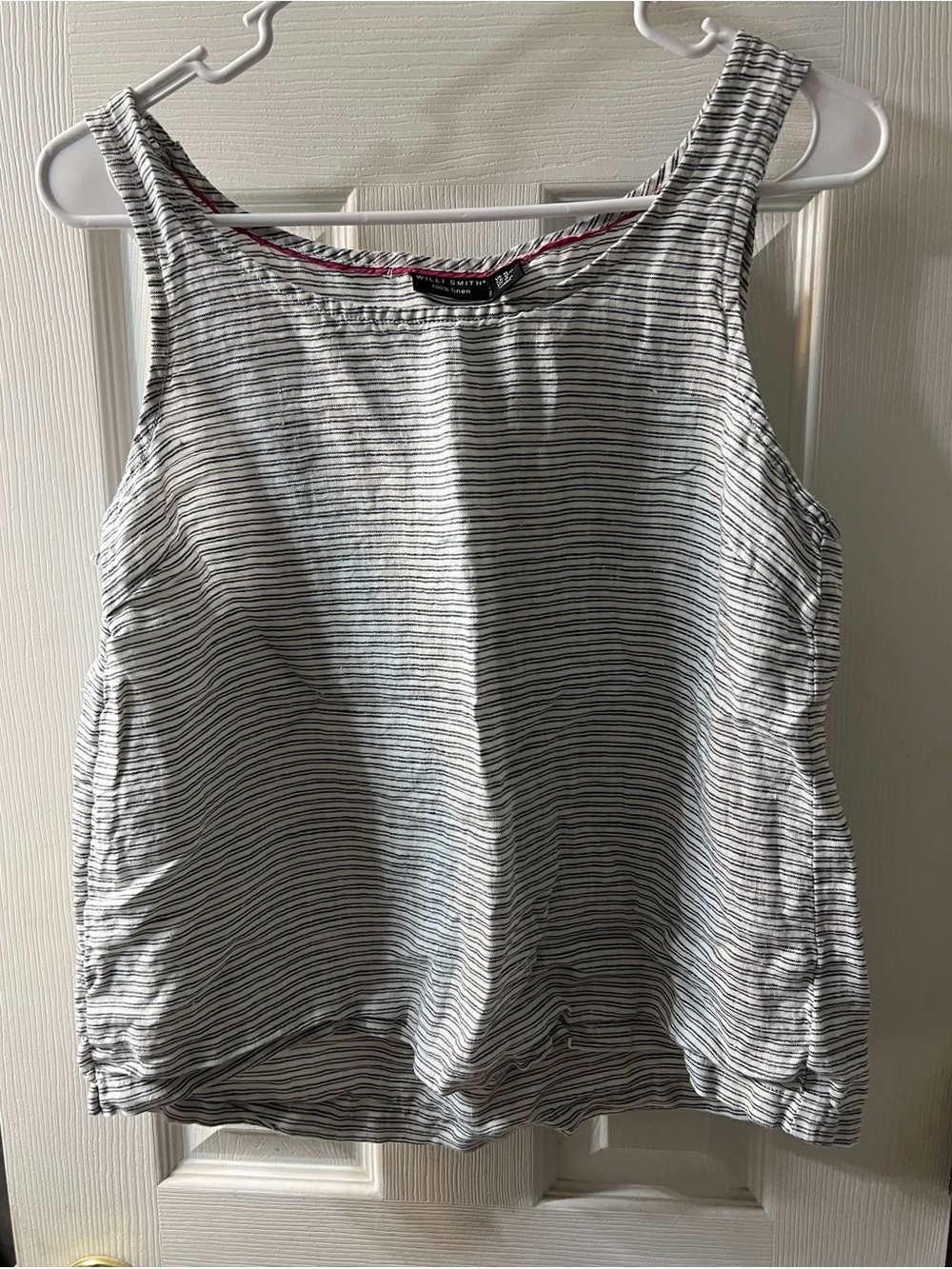 Willi Smith Women’s Med 100% Linen Striped Tank Top
